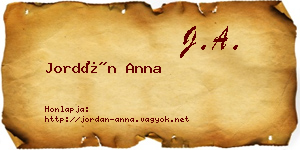 Jordán Anna névjegykártya